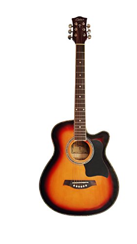 Image of Ostar Acoustic Guitar with Trus rod 39 Inch Cutaway, 21 frets With Strings and Pick (Sunburst)