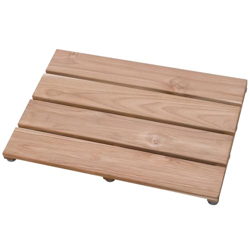 SINOKF Teak Shower Mat, (24"x17") Wood Bath Mat for Bathroom,
