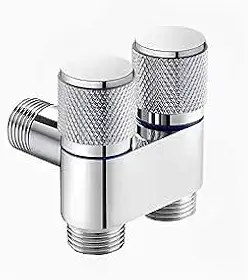 Válvula Dupla de Registro para Torneira e Banheiro - Controle Independente, Inox Premium, Alto Padrão, Instalação Fácil, Ideal para Cozinha, Banheiro e Lavanderia (PRATA)