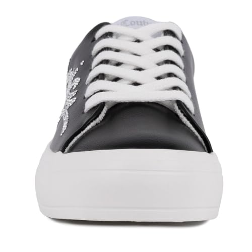 Juicy Couture Women's Platform Sneaker Glitter Script Logo – Casual Lace-Up Shoes for Everyday Style - Aurelie4