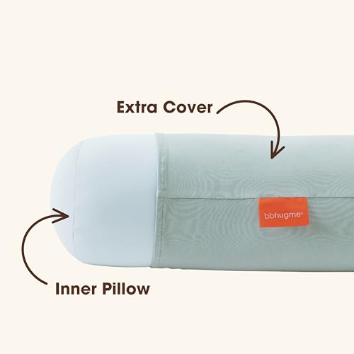 Image of bbhugme Pregnancy Pillow Cover - Cotton Jersey Fabric - Fits bbhugme Pregnancy Pillow for Side Sleeping - Cover Only, Pregnancy Pillow Sold Separately, Eucalyptus