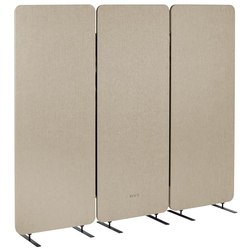 VIVO Freestanding 72 x 66 inch Privacy Panel, Cubicle Divider, Acoustic Wall Partition, x3 24 inch Panels, Beige, PP-3-T072BE