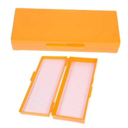 KICHOUSE 2pcs Boxes Orange Laboratory Supply Abs Microscope Slide Storing Tool Reusable Slides Boxes Microscope Slide Storage Tray Paper