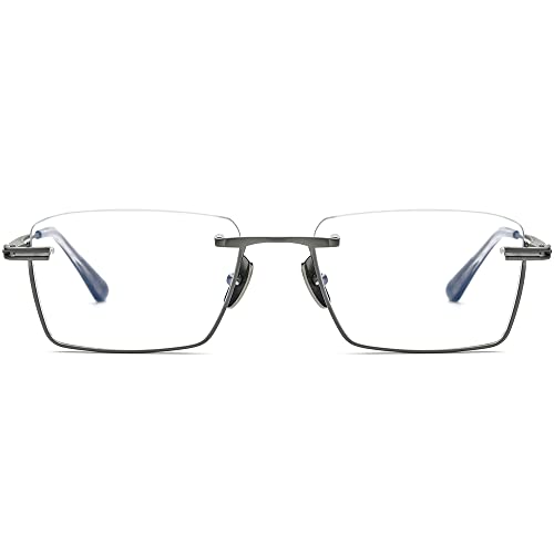 Image of FONEX Pure Titanium Glasses Frame Men Semi Rimless Square Eyeglasses Eyewear DTX416