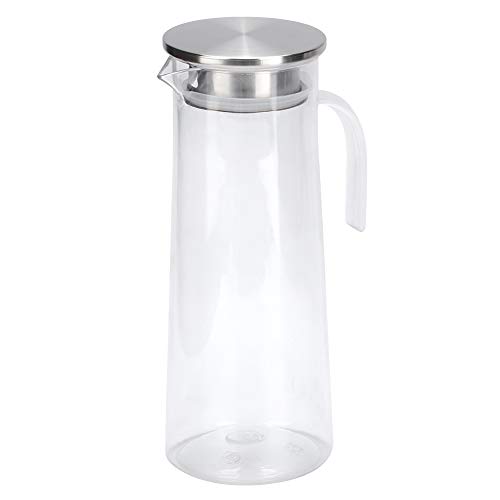 1.2L Water Pitcher Jug, Juice Jug Transparent Acrylic Beverage Serveware Carafe with Top Lid Cold Water Bottle for Iced Tea, Juice, Beverage, Milk, Cold Brew, Home Bar Use (stainless steel cover)