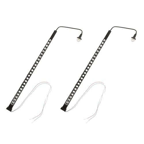 Uonlytech Accessoires Lumineux de Modélisme en ABS et Métal, Feu de Chemin de Fer Noir, Lot de 2 Lampes pour Table à Sable et Maquette Architecturale