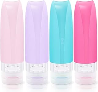 Silicone Travel Bottle, 4 Pack 80ml Portable Travel Containers Set, Refillable Squeezable Travel Accessories, For Shampoo Conditioner and Toiletries
