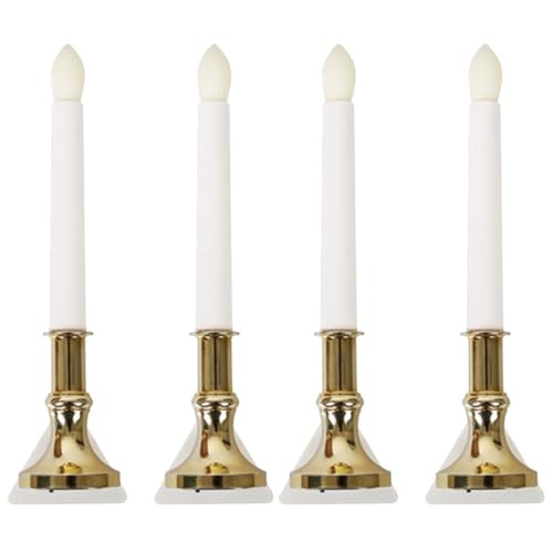 4 Pack Solar Flameless Candles Light Solar Powered Flickering Candle Light Window Wall Lamp Romantic Night Light Wall Lamp with Suction Cups Decoration for Party Christmas Hallowmas Festival