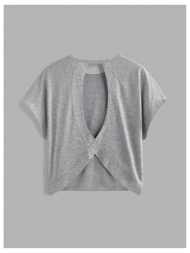 Image of RoseSeek Women's 3 Packs Open Back Tops T Shirt Criss Cross Cut Out Tee Short Sleeve Crewneck Summer Backless Tops