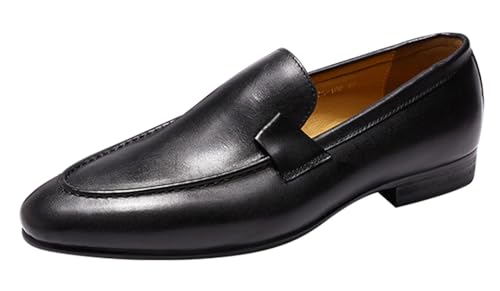 Santimon Men's Loafers Slip On Dress Casual Prom Shoes Mens Fashion Wedding Tuexdo Formal Business Suit Genuine Leather Penny Loafer Comfortable Walking Shoes