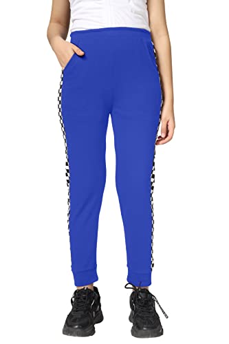 Image of KYDA KIDS Girls 100% Cotton Chess Print Track Pants | Elastic Waist Regular Fit | Soft Breathable Kids Casual Wear with Side Pockets Multicolor (Pack of 1)