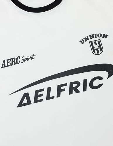 Aelfric Eden Graphic Tees Y2k Women Oversized T Shirts Striped Patchwork Crewneck Unisex Streetwear Tops
