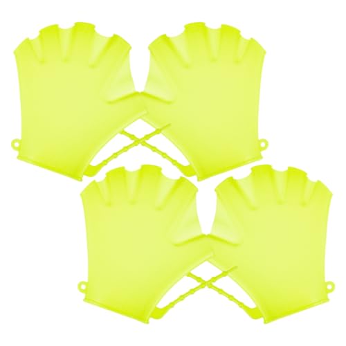 INOOMP 4pcs Swim Paddles Wear Resistant Silicone Swim Training Gloves for Pool Fun and Diving Practice for Beginners and Water Fitness Activities Fluorescent