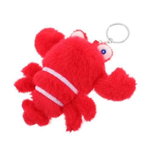 SAFIGLE - Llavero de peluche de langosta, diseño de animales realista, colgante para mochilas, cumpleaños, adorno colgante, color rojo
