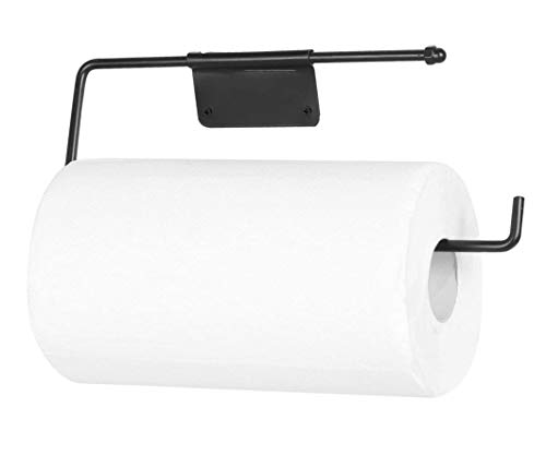 NEEZ Dispensador de Rollo de Papel higiénico con Soporte para Toallas de Cocina, Estante montado en la Pared Que Cabe en un Armario o Debajo del Armario (Negro Mate)
