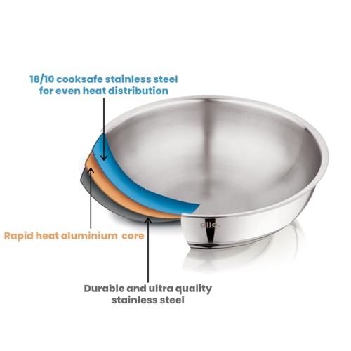 Image of Allo Triply Stainless Steel Tasla|Ideal Tasla for Curry /Stir-Fry /Deep-Fry /DryVeg /Saut Induction Friendly, Heavy Base Kadhai Naturally Non-Stick | Set of 3Pcs 1.2Ltr, 1.5Ltr, 2Ltr | 10 Years Warranty