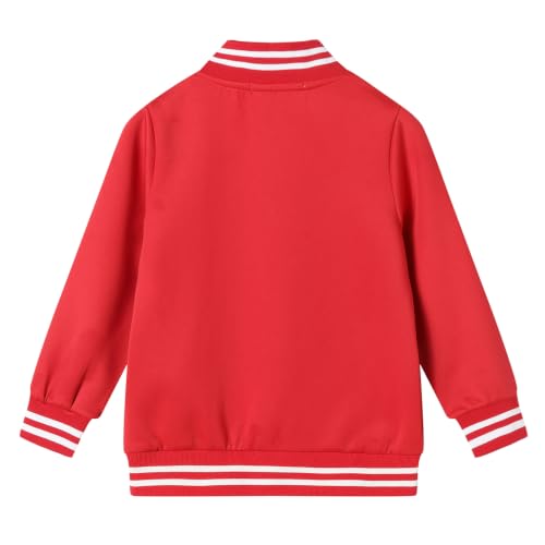 Image of LittleSpring Boys Girls Varsity Baseball Jacket Zip Up Bomber Jacket Thin 2-10Years