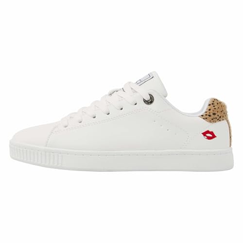 British Knights Baskets Mist pour Femme, lèvres léopard Blanc, Pointure 38