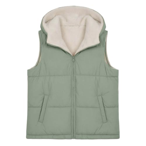 Puffer Vest Women Hooded Fleece Quilted Sleeveless Jacket Warm Fall Winter - image 6