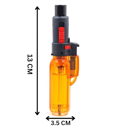 Image of Penjet Blow Torch Lighter with 2-in-1 Adjustable Flame Button & Safety Lock I Refillable Culinary Jet Flame Kitchen Gas Lighter for Cooking /BBQ /Baking (Mix Color) (1)
