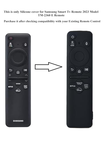 Image of Silicone TV Remote Cover Compatible with Samsung Smart TV Remote 2023 BN59-01432G BN59-01432A (Samsung Smart TV 2023 Model Solar Remote Cover - Style 5, Black - Style 5)