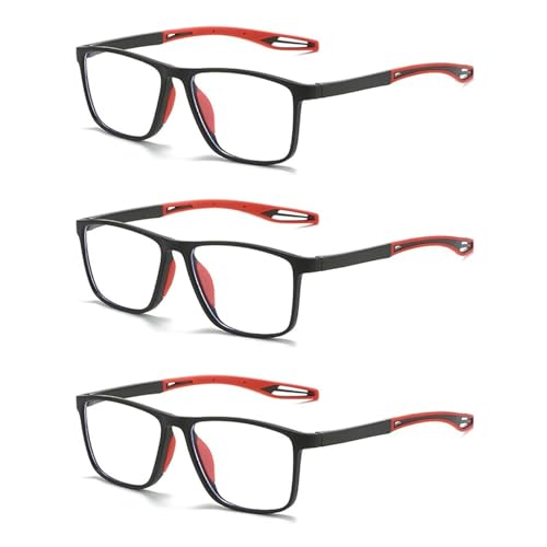 Hubeye 3 paires de lunettes de lecture sportives ultra légères pour femmes et hommes Lunettes de lecture anti-lumière bleue 1,50