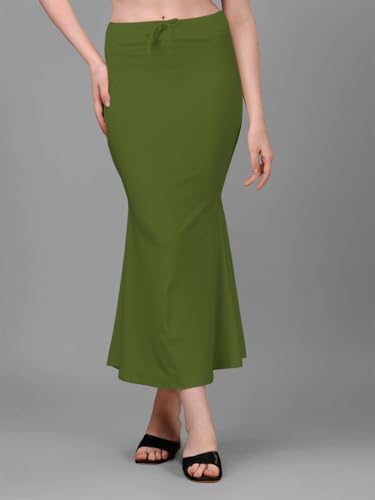 Image of Women's Saree Shapewear Petticoat, Cotton Blend Stretchable Mermaid Skirt, High Waist Tummy Control, Smooth Curve Fit with Adjustable Drawstring