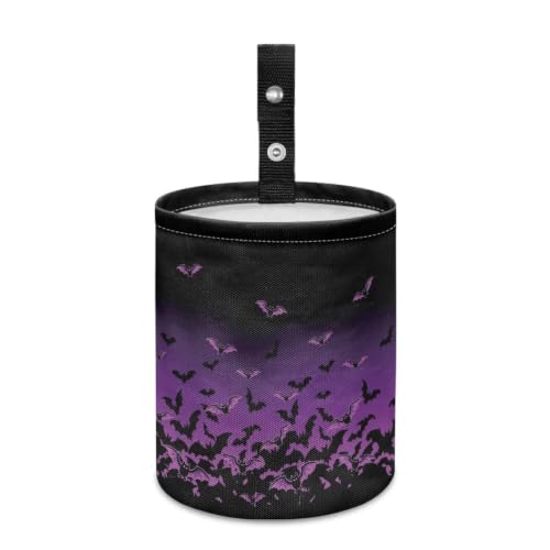 Image of Halloween Bats Car Trash Can Collapsible Portable Small Car Garbage Bin for Front Seat, Back Seat, Floor, Headrest Rubbish Bin Universal for SUV Trucks
