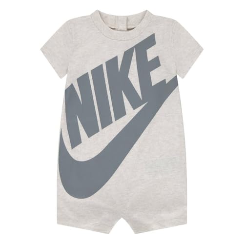 Image of Nike Baby Boy Infant Shortall (Pale Ivory Heather(5ND369-W67)/Grey, 3 Months)