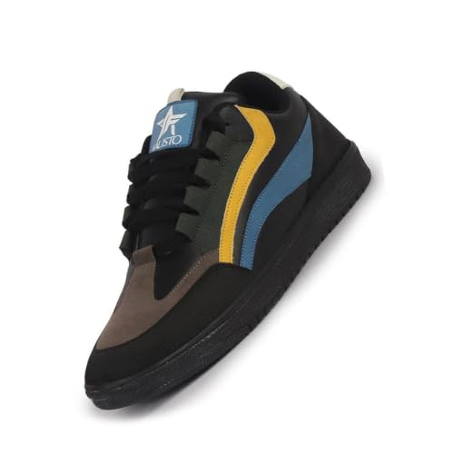 Image of FAUSTO Men's Colorblocked Low Top Classic Lace-Up Sneaker Shoes|Low Ankle Casual Shoes|All Day Comfortable Sneakers