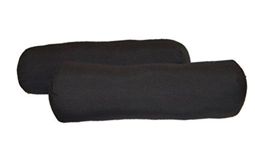 Resort Spa Home Decor Set of 2 - Indoor/Outdoor Bolster/Neckroll Decorative Pillows - Solid Black
