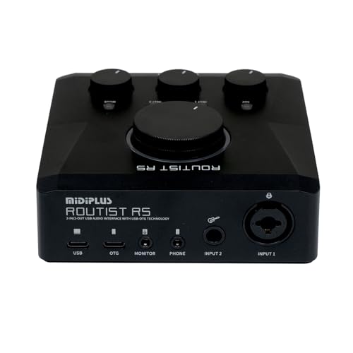 Image of Midiplus Routist RS USB Audio Interface 2in2out with dual OTG, one phone jack, Dual headphone jacks, DC input jacks for more stability (Three mobile phones live streaming, podcasting or recording)