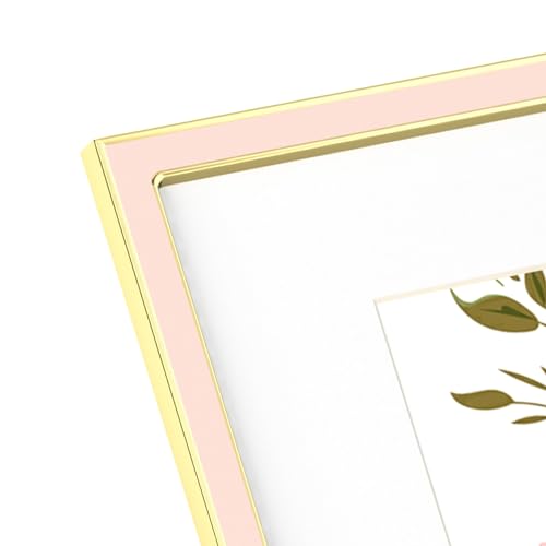 Image of eletecpro 12x12 Enamel Picture Frame with Real Glass Cover, Square Photo Frame Display Pictures 10x10 with Mat or 12 by 12 Without Mats for Wall Decor, Pink, 1 Pack