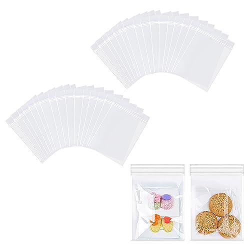 100 pcs Ziplock Bags, Resealable Small Clear Bags, Mini Transparent Baggies, Plastic Seal Bags, for Kitchen Storage, Jewellery, Small Cookies and Sweets(5cm x 7cm/2.75 x 1.97 inch)
