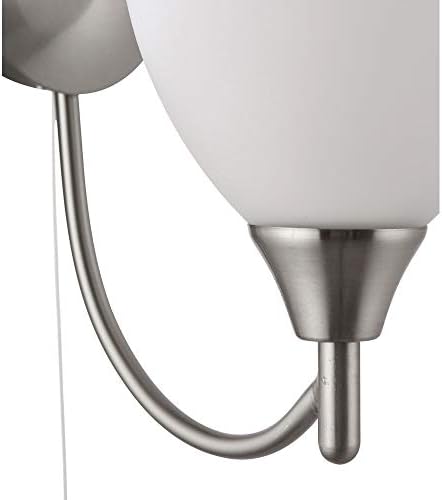 Satin Chrome Single E14 Dimmable Pull Cord Switch Wall Light Uplighter