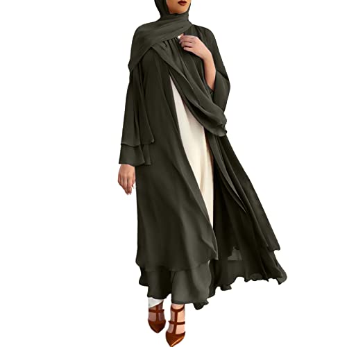 Robe de prière musulmane en mousseline unie avec hijab long