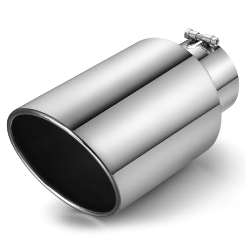 Wabuiltown Exhaust Tip 5 Inlet 8 Outlet 15 Long High Performance Stainless Steel Rustproof Polished Finish Rolled Angle Cut Bolt-On Diesel Tail Pipe Universal for Car Truck