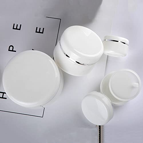 6 Pezzi Barattoli vuoti rotondi in plastica bianca...