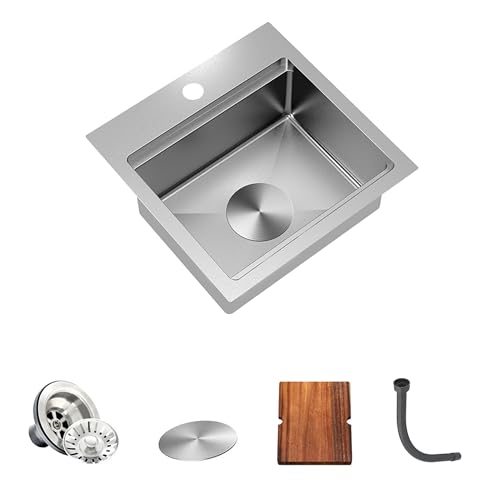 TORVA 15x15 inch Bar Sink Drop in, RV Kitchen Sink, 16