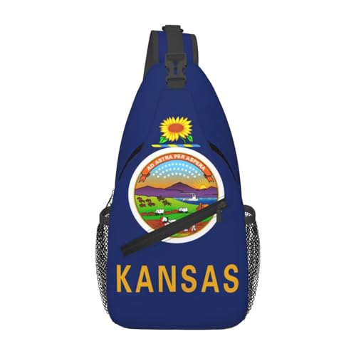 Sac cabas bandoulière imprimé drapeau du Kansas pour voyage et quotidien