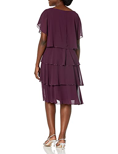 Image of S.L. Fashions Womens Plus Size Capelet Tier Dress with Beaded Detail