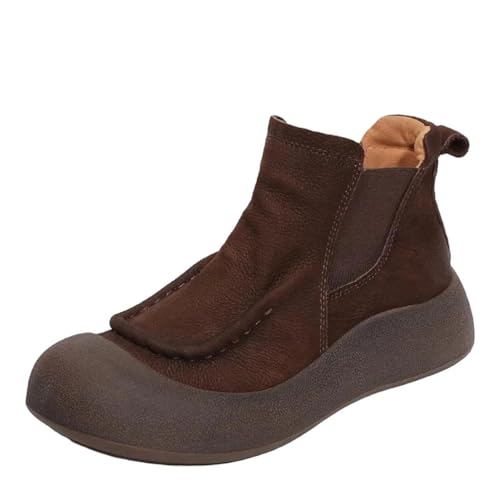 Women's Retro Slip-On Ankle Boots Handmade With A Chunky Medium