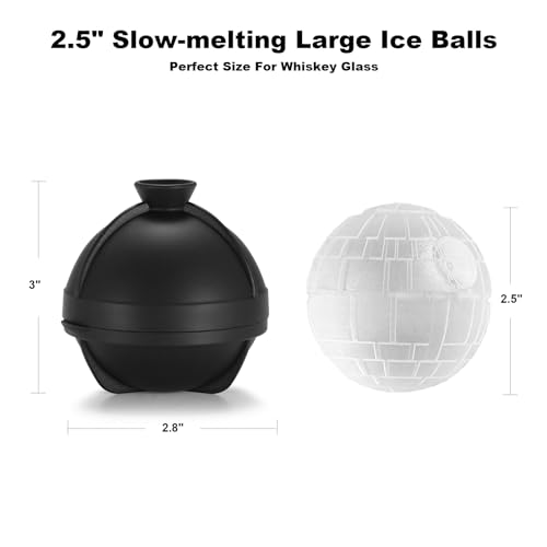 Nax Caki 3D Star Wars Death Ball Ice Cube Mold, Star Wars Gifts Stocking Stuffers Ideas for Adults Men Women, 2.5" Large Silicone Round Ice Cube Tray for Cocktails,Bourbon,Whiskey,Brandy