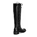 MICIFA Black Knee High Boots for Women Side-Lace Round Toe Chunky Heel Leather Campus Riding Tall Boots Fashion Wide Calf Motorcycle Biker Boot
