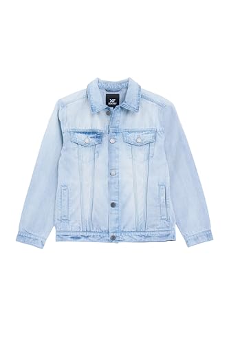 Image of X RAY Boys Denim Jacket, 100% Cotton & Cotton Flex Washed Fall Outerwear Trucker Casual Jean Jacket for Boys | Bleach wash X