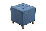 DIMENSIONES: El taburete puff tiene las siguientes medidas: Altura total: 46 cm l Anchura total: 45 cm l Profundidad total: 45 cm l Altura del asiento: 46 cm l Patas de madera: 5x5x8 cm l Peso: 5 kg.
