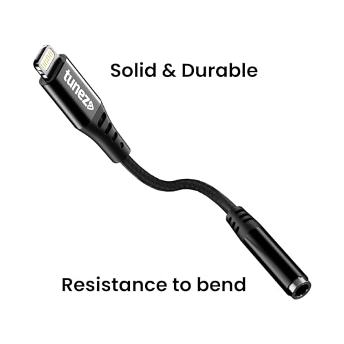 Image of tunez CB-90 Type L to Aux Connector With DAC - Braid + Shell Material, 14cm Length, High-Quality PVC, Best-in-Class Connectors, Type L to Aux (Female) with DAC Chipset (Black)