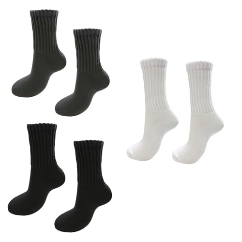 3PCS Slouch Sock Boot Calf Socks Crew Socks Chunky Ribbed Cozy Slouchy Socks for Men Women