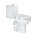 WinZo WZ5011 Rear Outlet One Piece Toilet Dual Flush 1.1/1.6 GPF P Trap Wall Discharge for Bathroom, White
