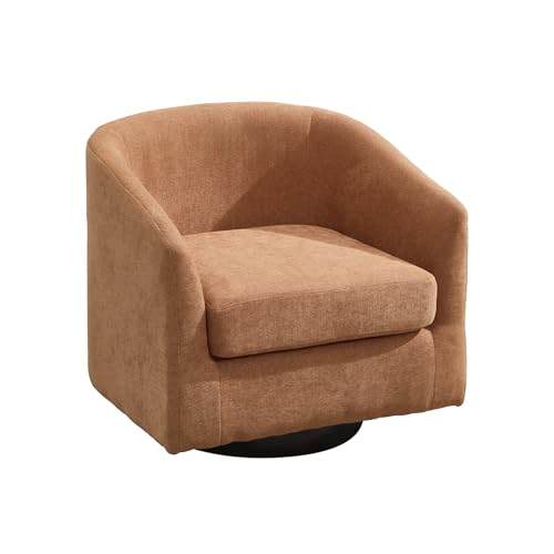 Image of VipDesk 360 Swivel Accent Chair, 500 lbs Heavy-Duty Barrel Chair with Thick 4.7 inch Cushion, Durable Upholstered Armchair, Modern Comfy Chair for Living Room Bedroom Office, Terracotta